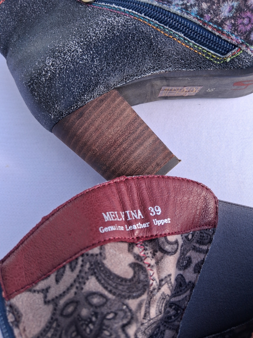 L'Artiste by Spring Step Melvina Leather Multi Floral Ankle Boots Size 39 - Picture 7 of 11